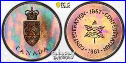 PL65 1967 Canada Silver Centennial Proof Medal, PCGS Trueview- Rainbow Toned PL65 1967 Canada Silver Centennial Proof Medal, PCGS Trueview- Rainbow Toned