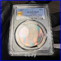 PL65 1967 Canada Silver Centennial Proof Medal, PCGS Trueview- Rainbow Toned PL65 1967 Canada Silver Centennial Proof Medal, PCGS Trueview- Rainbow Toned