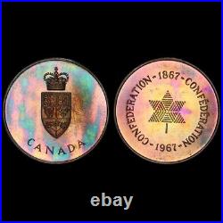 PL65 1967 Canada Silver Centennial Proof Medal, PCGS Trueview- Rainbow Toned PL65 1967 Canada Silver Centennial Proof Medal, PCGS Trueview- Rainbow Toned