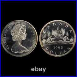 PL66 1965 $1 Canada Silver Voyageur Dollar, PCGS Trueview- Prooflike Blast White