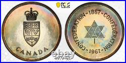 PL66 1967 Canada Silver Centennial Proof Medal, PCGS Trueview- Rainbow Toned PL66 1967 Canada Silver Centennial Proof Medal, PCGS Trueview- Rainbow Toned