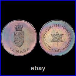 PL66 1967 Canada Silver Centennial Proof Medal, PCGS Trueview- Rainbow Toned