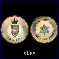 PL66 1967 Canada Silver Centennial Proof Medal, PCGS Trueview- Rainbow Toned PL66 1967 Canada Silver Centennial Proof Medal, PCGS Trueview- Rainbow Toned