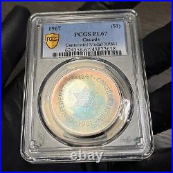 PL67 1967 Canada Silver Centennial Proof Medal, PCGS Trueview- Rainbow Toned PL67 1967 Canada Silver Centennial Proof Medal, PCGS Trueview- Rainbow Toned