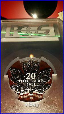 POP 18! 2015 Canada $20 1 oz Proof Silver Maple Leaf Shape PCGS PR69DCAM