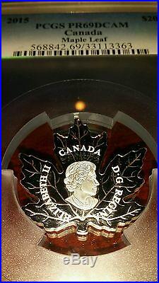 POP 18! 2015 Canada $20 1 oz Proof Silver Maple Leaf Shape PCGS PR69DCAM