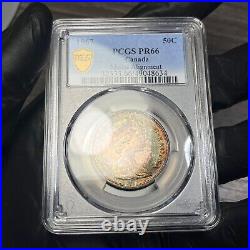 PR66 1967 50C Canada Wolf Silver 50 Cents Proof, PCGS Trueview- Rainbow Toned PR66 1967 50C Canada Wolf Silver 50 Cents Proof, PCGS Trueview- Rainbow Toned