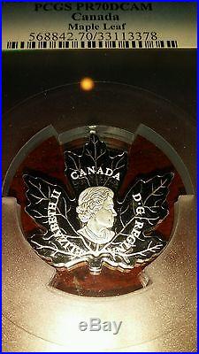 Population 2! 2015 Canada $20 1 Oz Proof Silver Maple Leaf Shape PCGS PR70DCAM