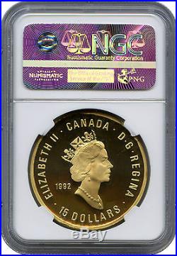Proof 1992 Canada $15 Gold Off Metal Strike (Should Be Silver) NGC PF 68
