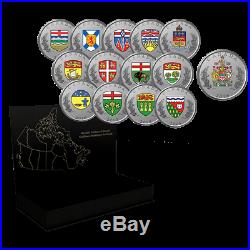Pure Silver 14-Coin Set Heraldic Emblems of Canada 2018 Low Mintage