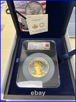 Q5 Canada 2024 Silver 5 Oz Peace Gilt Ultra High Relief NGC PROOF-70 UCAM with COA