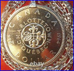 QUEBEC 1964 Canada Silver Dollar Pendant choice of chain length at checkout 36mm
