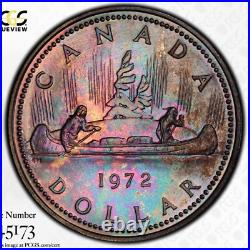 Rainbow TONED 1972 SP 67 Canada Silver Dollar Voyageur Ag PCGS Trueview 1107