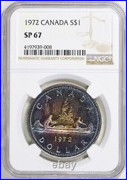 Rare Canada 1972 Silver Dollar NGC SP67 Magnificently Toned $688.88