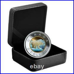 Rare Canada Coin, $2 Silver Colorised Toonie, Polar Bear UNC, 2019