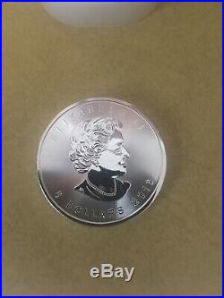 Roll/Tube of 25 2015 Canada 1 Oz $5 Silver Maple Leaf Coin. 9999 Fine Gem BU