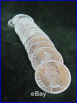 Roll of 20 Uncirculated. 800 Fine Canadian Silver Dollars