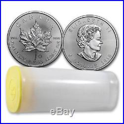 Roll of 25 2018 Canada 1 oz Silver Maple Leaf Incuse $5 Coin GEM BU