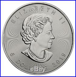 Roll of 25 -2019 Canada 1 oz. Silver Maple Leaf $5 Coins GEM BU PRESALE SKU55538