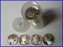 Roll of 40 Proof-Like 1965 Canada Silver 25 Cents Uncirculated 6 Troy Ounces