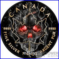 SMOKED SKULL Maple Leaf 1 Oz Silver Coin 5$ Canada 2018