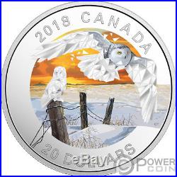 SNOWY OWLS Geometric Fauna 1 Oz Silver Coin 20$ Canada 2018