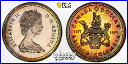 SP67 1971 $1 Canada Silver BC Commem Dollar, PCGS Trueview- Rainbow Toned SP67 1971 $1 Canada Silver BC Commem Dollar, PCGS Trueview- Rainbow Toned