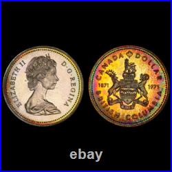 SP67 1971 $1 Canada Silver BC Commem Dollar, PCGS Trueview- Rainbow Toned SP67 1971 $1 Canada Silver BC Commem Dollar, PCGS Trueview- Rainbow Toned