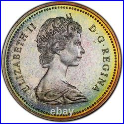 SP67 1971 $1 Canada Silver British Columbia Dollar, PCGS Trueview- Rainbow Toned