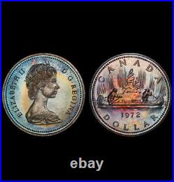 SP67 1972 $1 Canada Silver Voyageur Dollar, PCGS Secure- Pretty Rainbow Toned SP67 1972 $1 Canada Silver Voyageur Dollar, PCGS Secure- Pretty Rainbow Toned