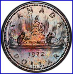 SP67 1972 $1 Canada Silver Voyageur Dollar, PCGS Secure- Pretty Rainbow Toned SP67 1972 $1 Canada Silver Voyageur Dollar, PCGS Secure- Pretty Rainbow Toned