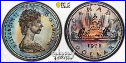SP67 1972 $1 Canada Silver Voyageur Dollar, PCGS Secure- Pretty Rainbow Toned SP67 1972 $1 Canada Silver Voyageur Dollar, PCGS Secure- Pretty Rainbow Toned