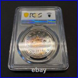 SP67 1972 $1 Canada Silver Voyageur Dollar, PCGS Secure- Pretty Rainbow Toned