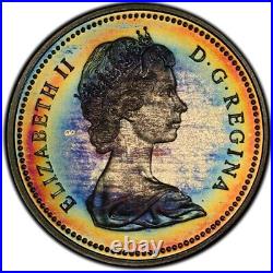 SP68 1971 $1 Canada Silver BC Commem Dollar, PCGS Trueview- Pretty Rainbow Toned