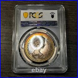 SP68 1972 $1 Canada Voyageur Silver Dollar, PCGS Trueview- Rainbow Toned SP68 1972 $1 Canada Voyageur Silver Dollar, PCGS Trueview- Rainbow Toned