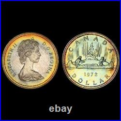 SP68 1972 $1 Canada Voyageur Silver Dollar, PCGS Trueview- Rainbow Toned SP68 1972 $1 Canada Voyageur Silver Dollar, PCGS Trueview- Rainbow Toned