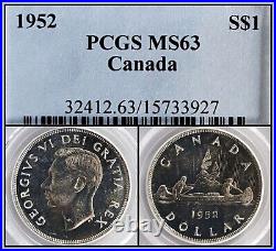 Silver 1952 Canada $1 Dollar PCGS MS63 Choice Unc Coin