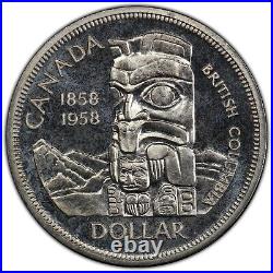 Silver 1958 Canada $1 Dollar PCGS PL67 British Columbia