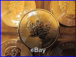 Silver Lot of 5 oz-Canada Maple Leaf silver coins