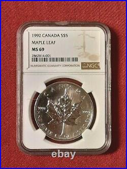 Silver Maple Leaf SLABBED1992 MS69 GRADED JULY 2021 Population 23 Canada