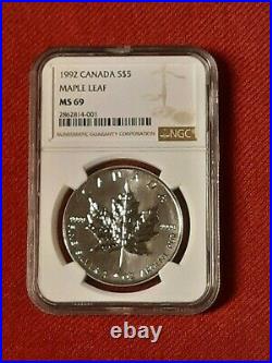 Silver Maple Leaf SLABBED1992 MS69 GRADED JULY 2021 Population 23 Canada