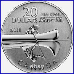 StampTLC 3 Canada $20 Canoe Reflect the Past Presentation Folder Silver Coin COA