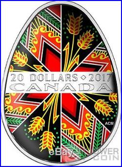 TRADITIONAL UKRAINIAN PYSANKA Easter Egg Shape Silver Coin 20$ Canada 2017