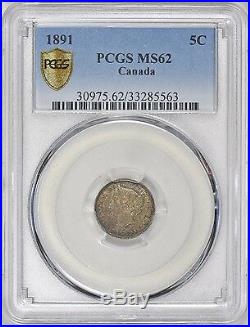 Toned 1891 Canada Silver 5 Cents PCGS MS-62