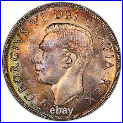 Toned Silver 1948 Canada 50 Cents Half Dollar PCGS MS63 Narrow Date