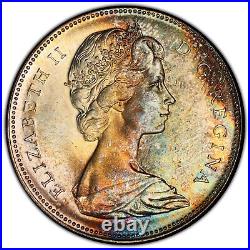 Toned Silver 1967 Canada $1 Dollar PCGS MS64+