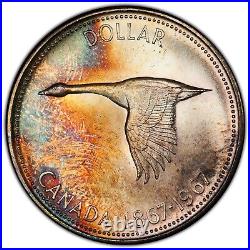 Toned Silver 1967 Canada $1 Dollar PCGS MS64+