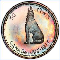 Toned Silver 1967 Canada 50 Cents Half Dollar PCGS PR66+CAM