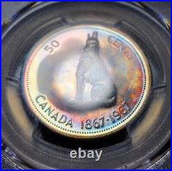 Toned Silver 1967 Canada 50 Cents Half Dollar PCGS PR66+CAM