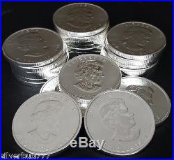 Tube Roll 2013 Canada Silver Maple Leaf $5 BU Coins Total 25 oz Free Shipping